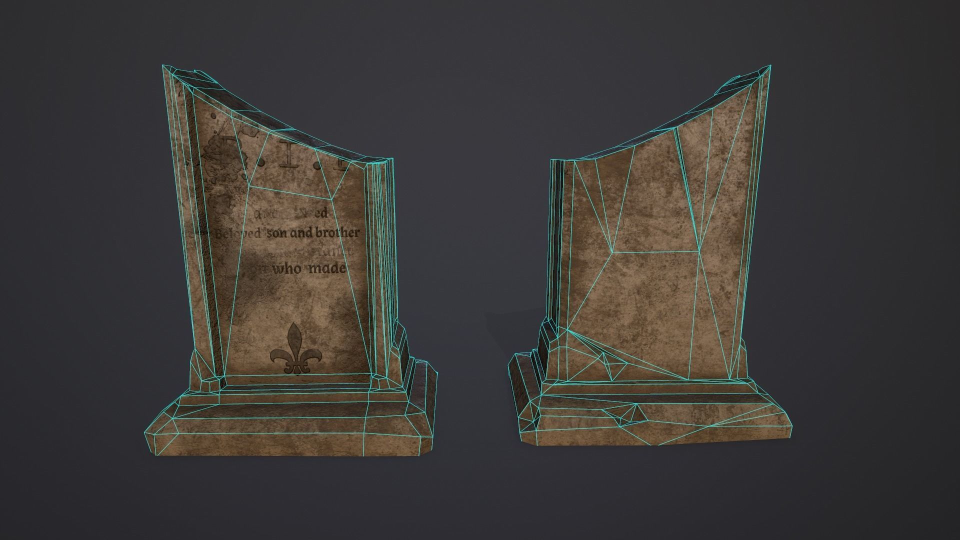 Gravestones Collection 7 models Low-poly 3D model_15
