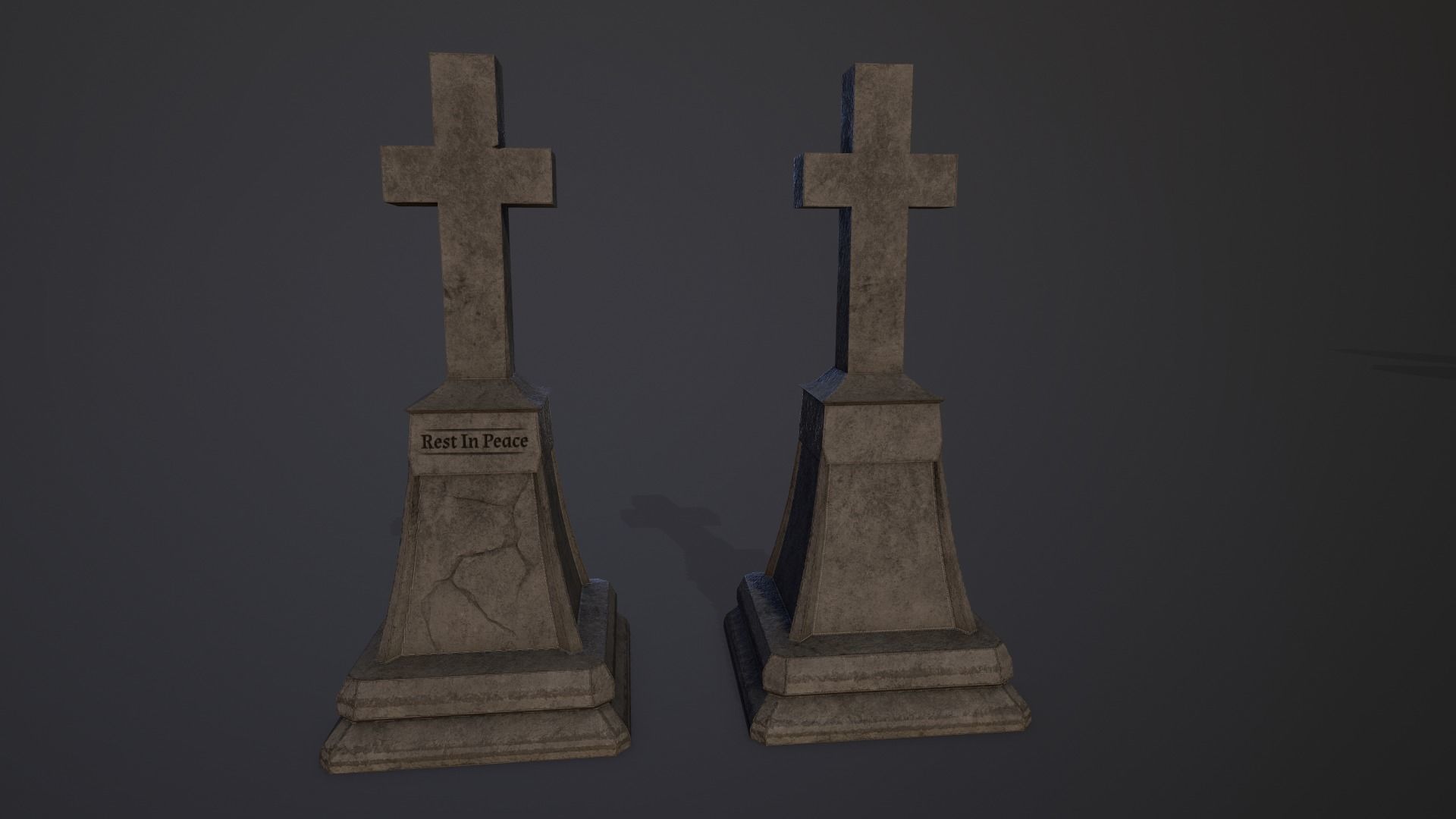 Gravestones Collection 7 models Low-poly 3D model_12