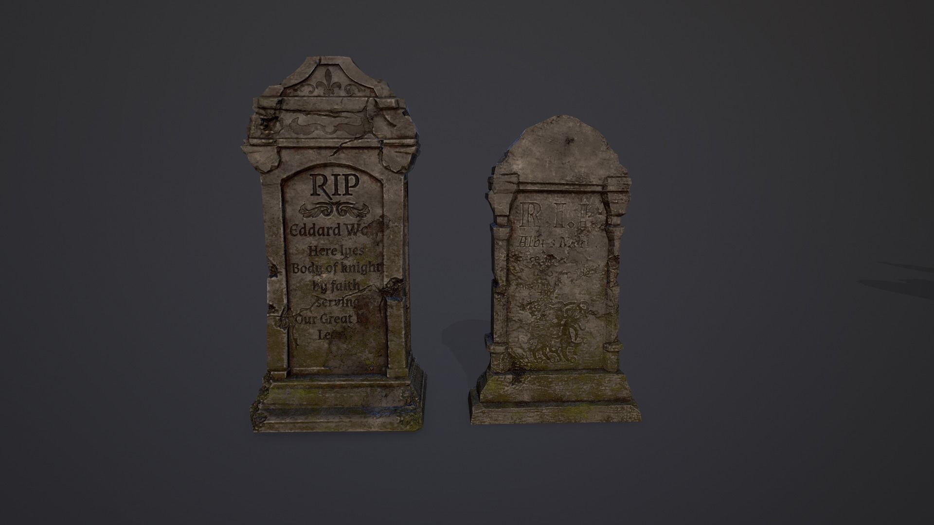 Gravestones Collection 7 models Low-poly 3D model_0