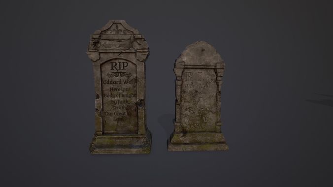 Gravestones Collection 7 models Low-poly 3D model