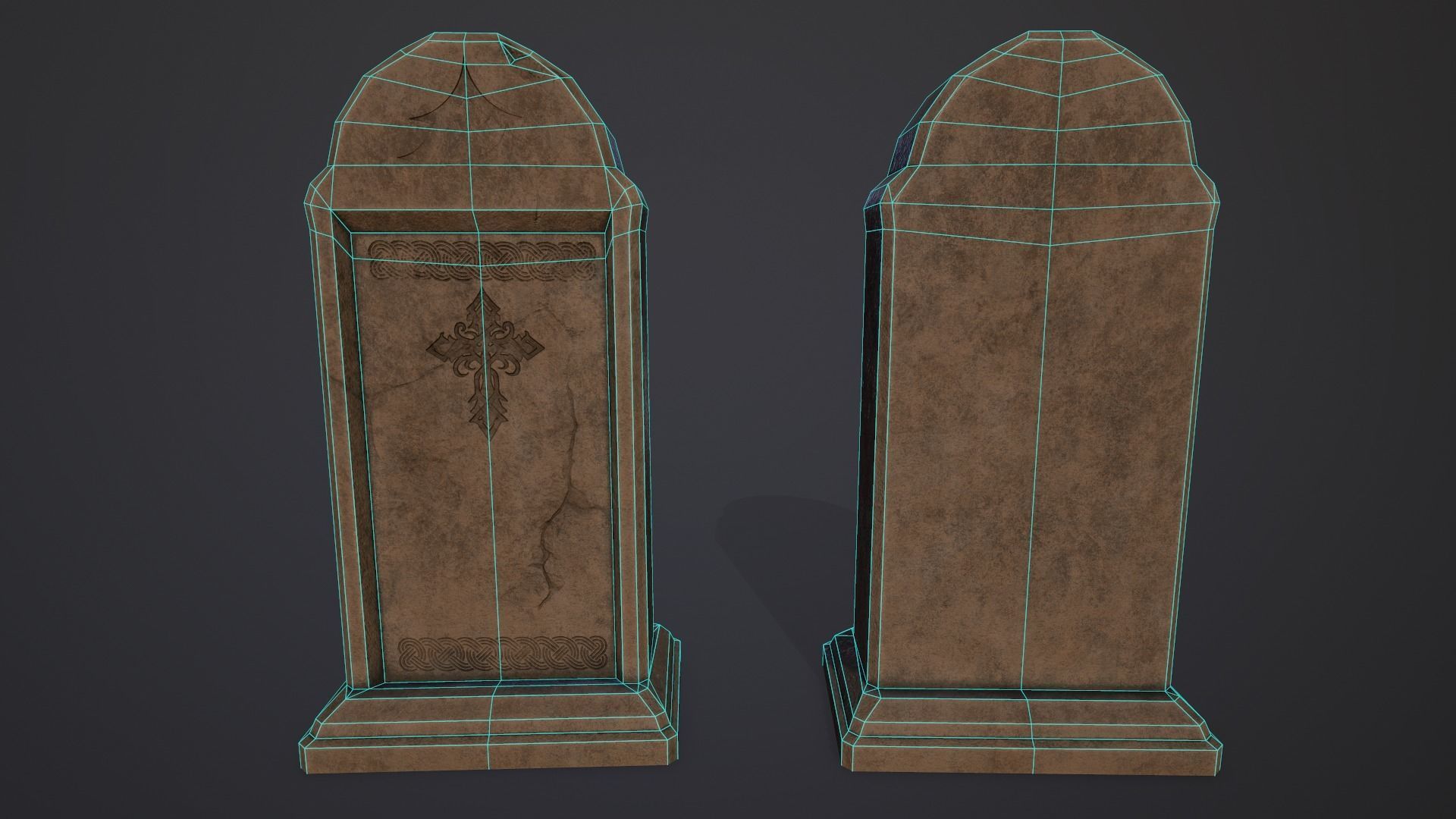 Gravestones Collection 7 models Low-poly 3D model_9