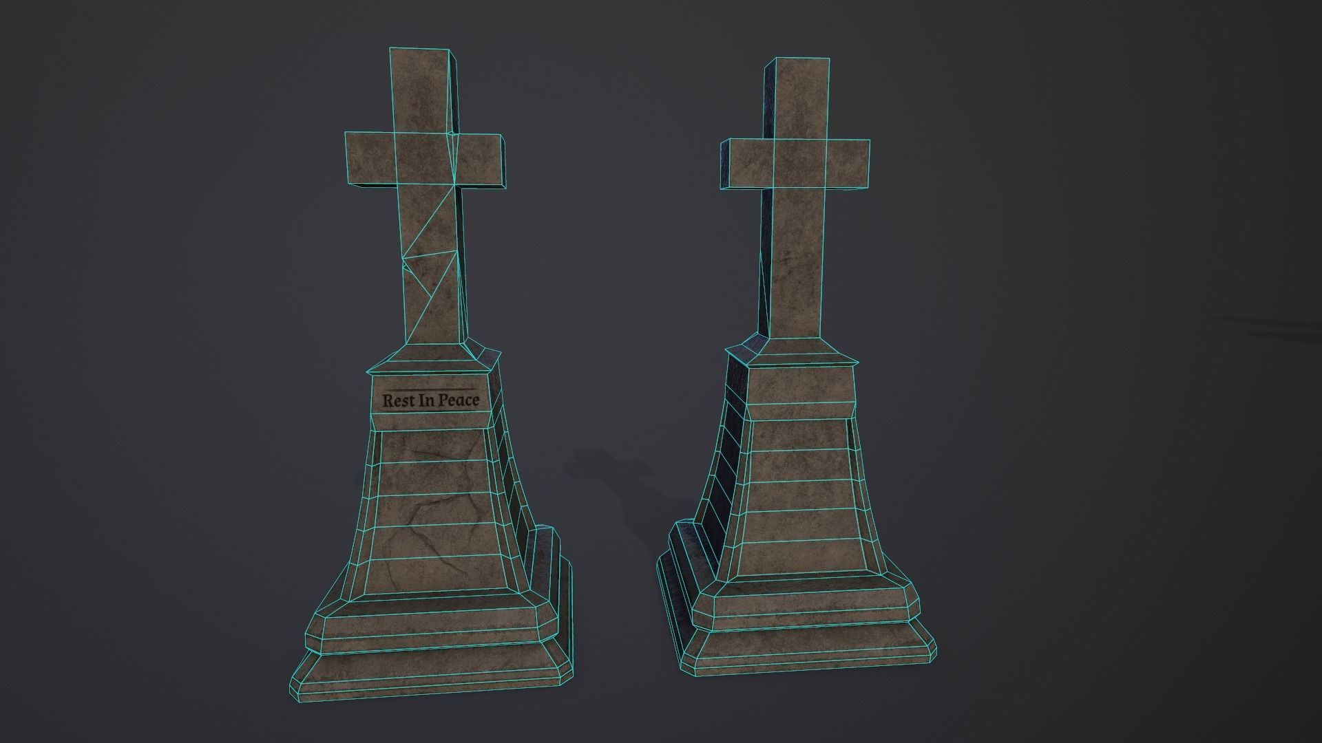 Gravestones Collection 7 models Low-poly 3D model_13