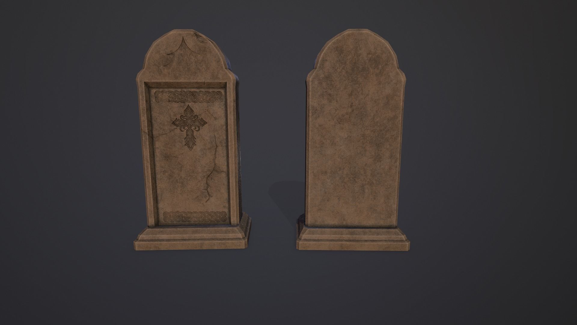 Gravestones Collection 7 models Low-poly 3D model_8