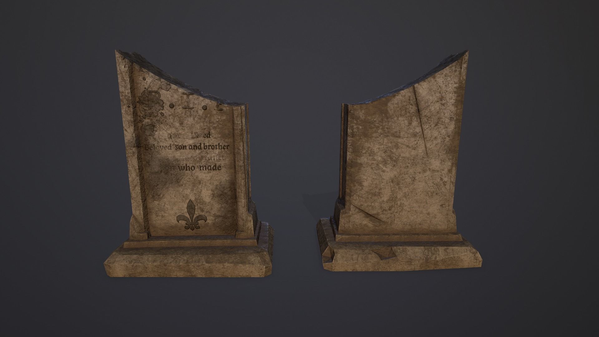 Gravestones Collection 7 models Low-poly 3D model_14