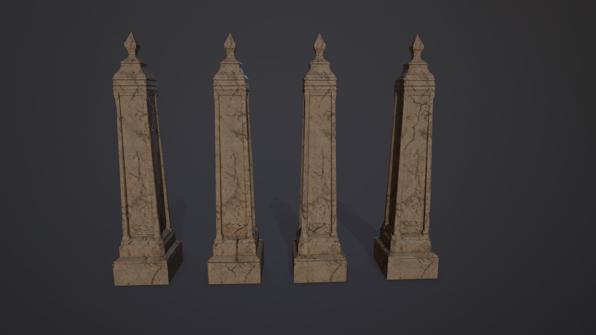 Gravestones Collection 7 models Low-poly 3D model_17