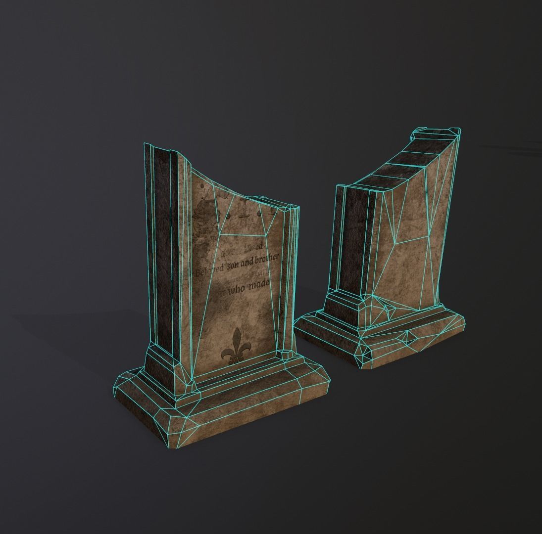 Gravestones Collection 7 models Low-poly 3D model_16