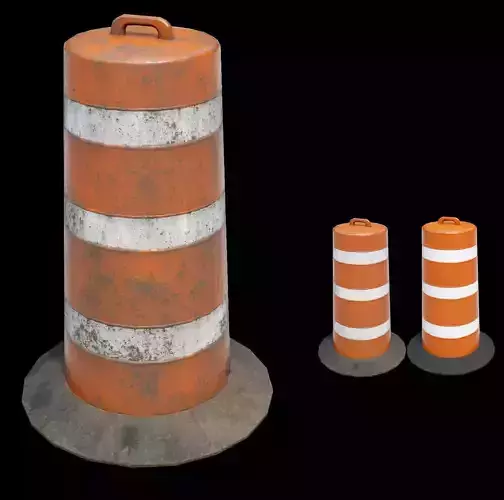 Traffic Drum  - PBR  Low-poly 3D model