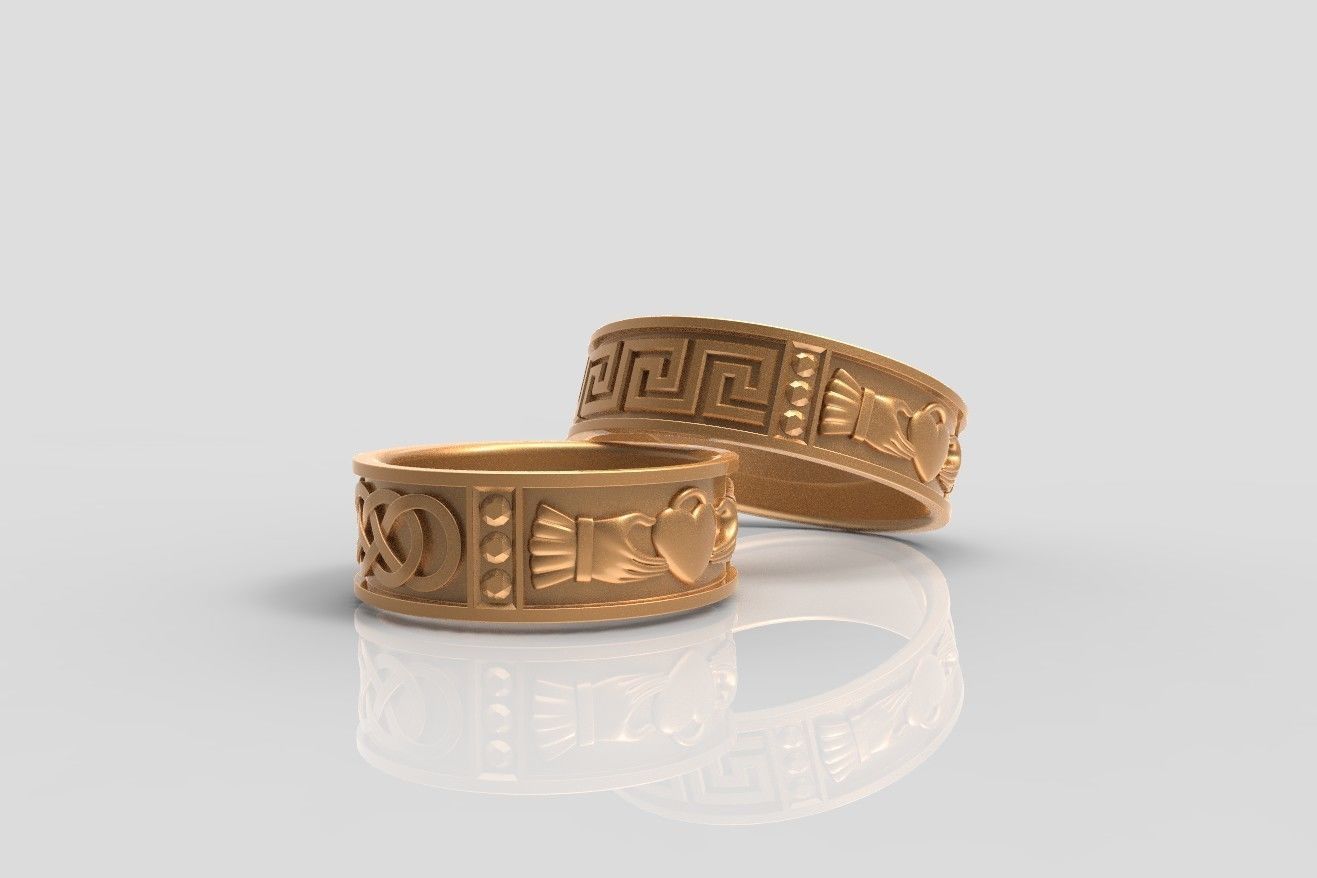 Claddagh wedding Rings 3D print model_1
