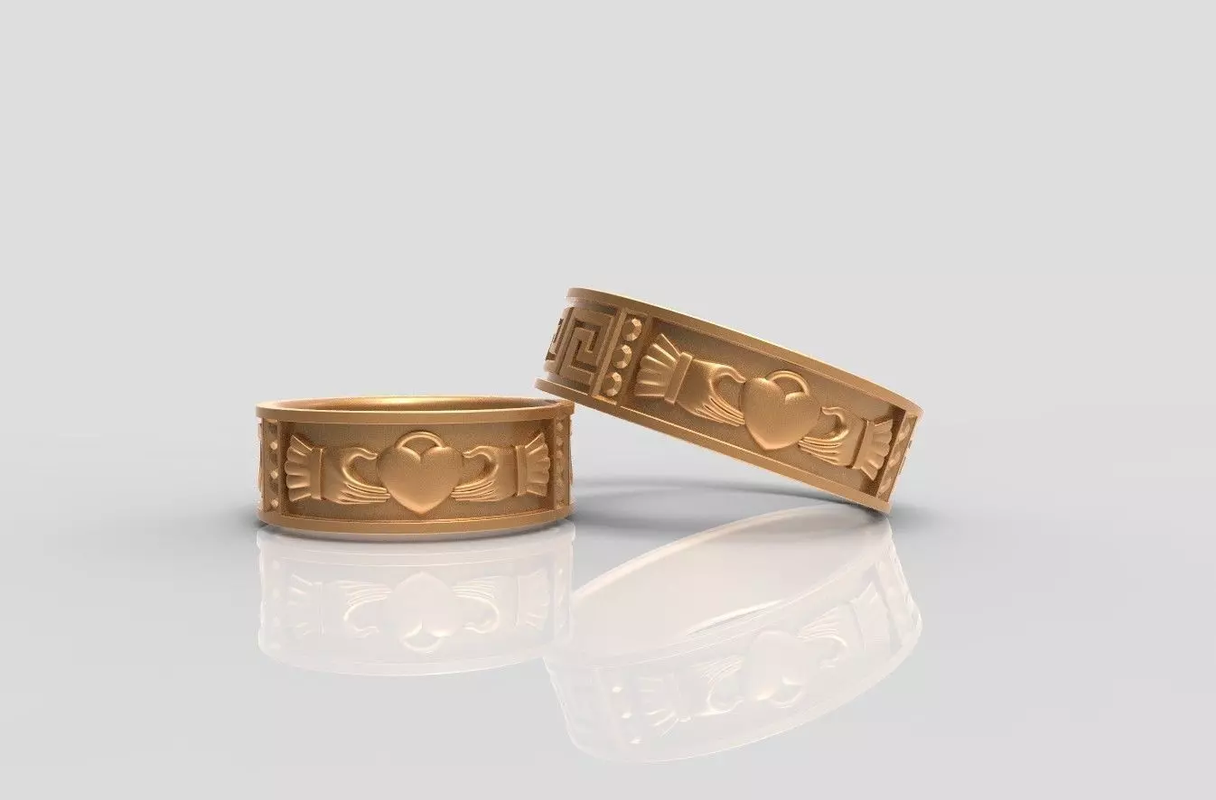 Claddagh wedding Rings 3D print model_0