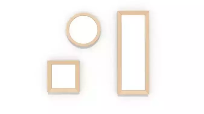 Simple wood mirrors Low-poly 3D model