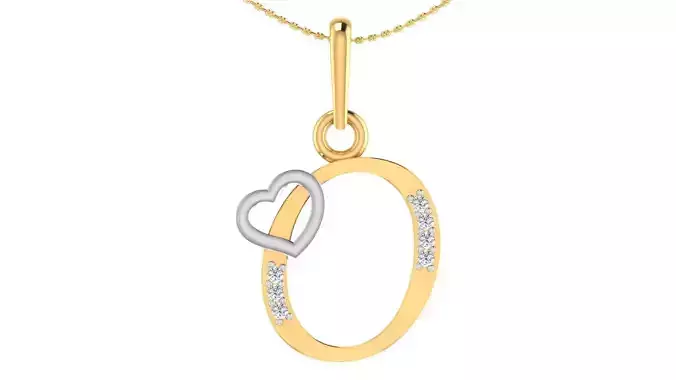 Letter O Script Gold Pendant With Diamonds
