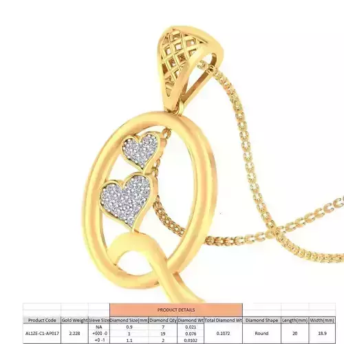 Letter Q Script Gold Pendant With Diamonds 1