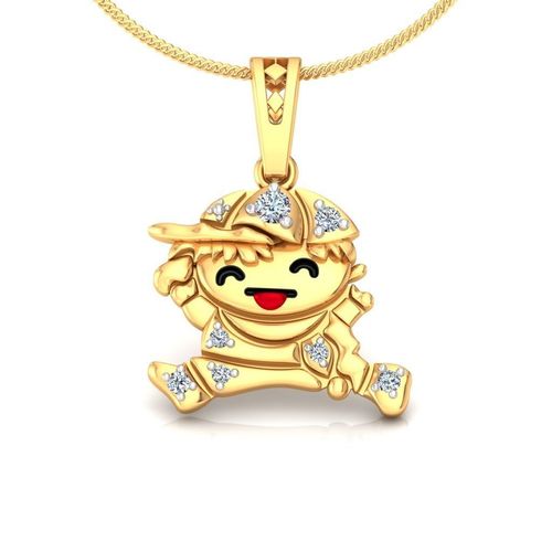 Little Boy Shaped Gold Pendant With Diamonds 3D print model