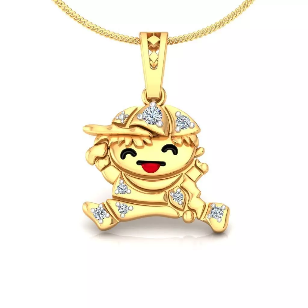 Little Boy Shaped Gold Pendant With Diamonds 3D print model