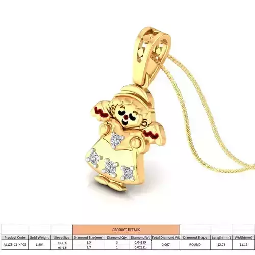 Little Girl Shaped Gold Pendant With Diamonds