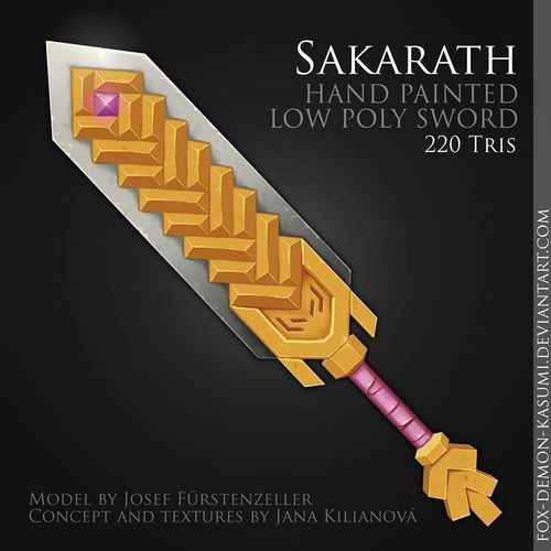 Sakarath - 3D low poly fantasy hand painted sword Low-poly 3D model