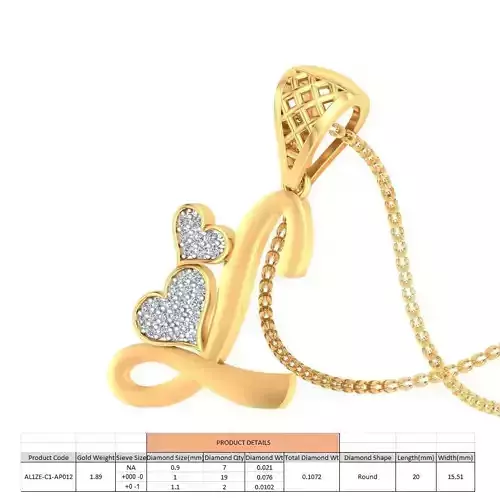 Letter L Script Gold Pendant With Diamonds 1