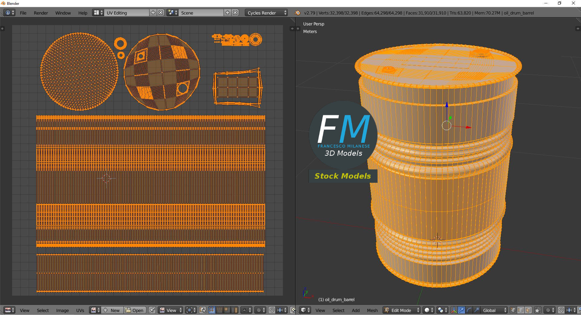 Oil drum barrel 3D model_10