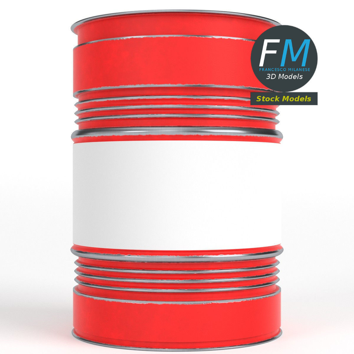 Oil drum barrel 3D model_3