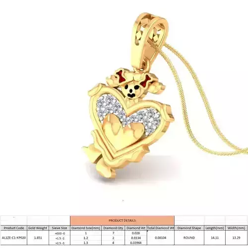 Heart Shaped Gold Pendant With Diamonds 37