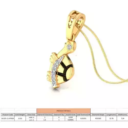 Tortoise Shaped Gold Pendant With Diamonds