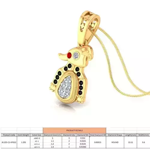 Bear Shaped Gold Pendant With Diamonds 1 3D print model