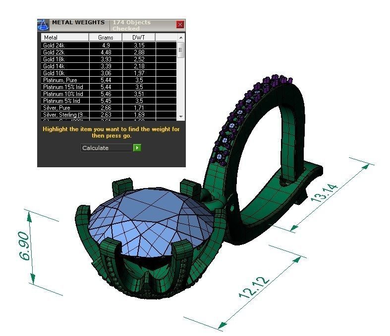  fashion earring with gems  3D print model_6