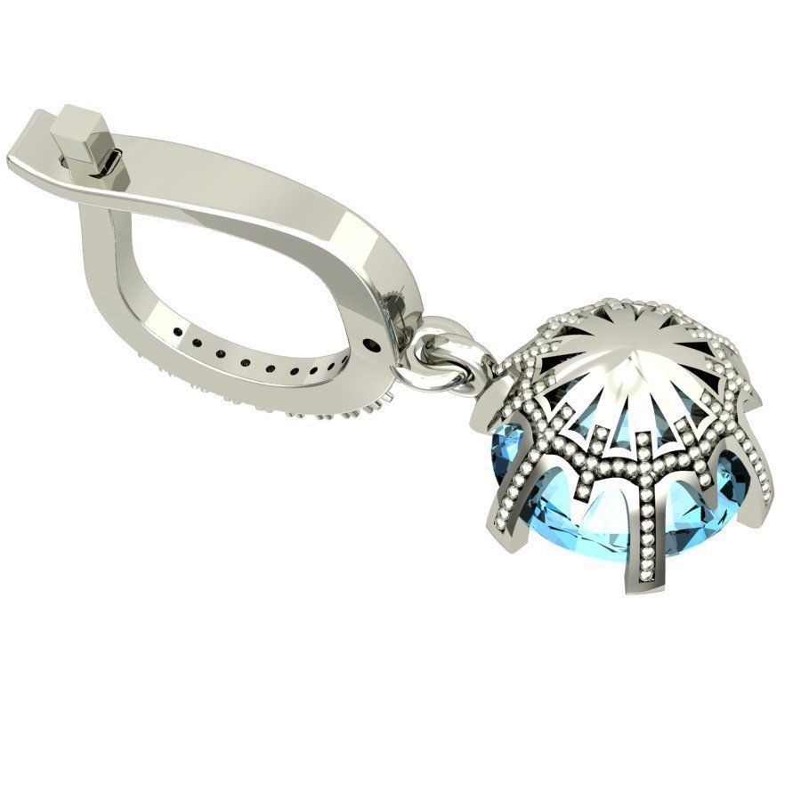  fashion earring with gems  3D print model_2