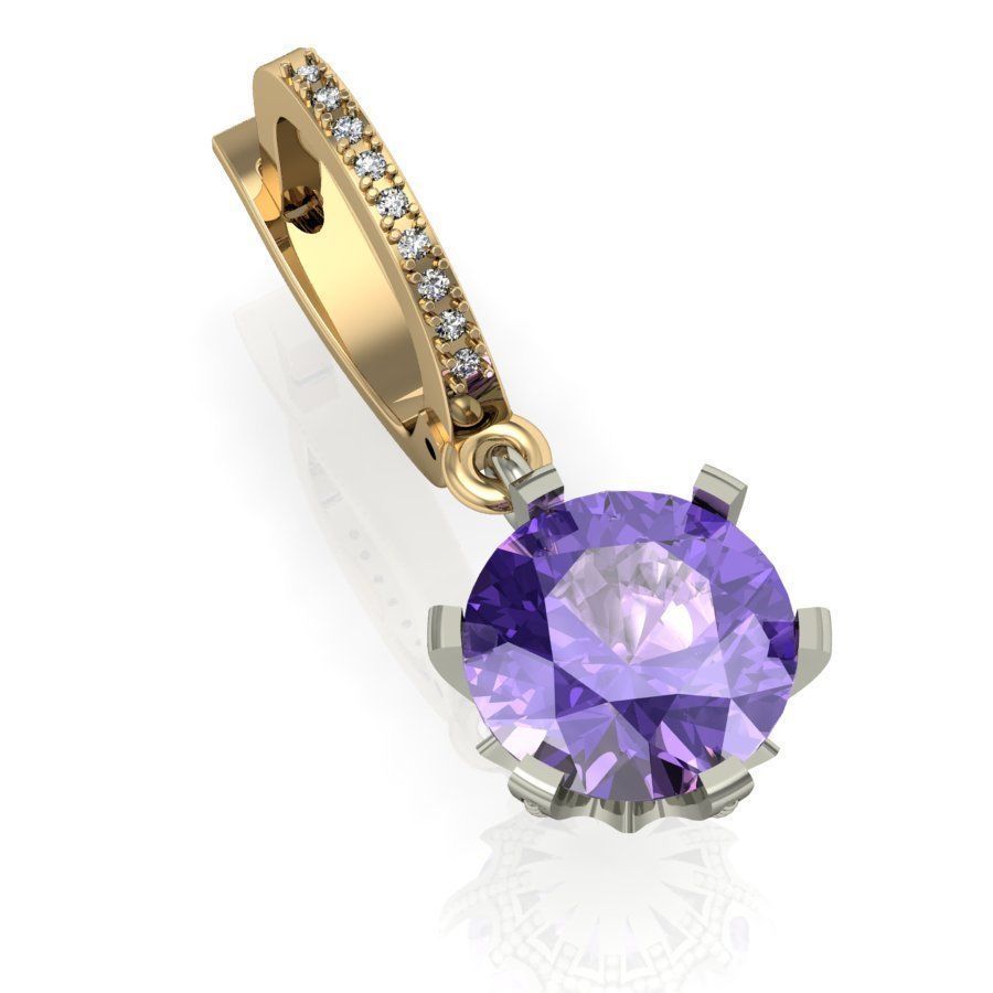  fashion earring with gems  3D print model_1