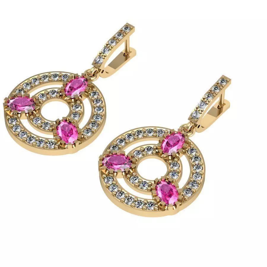 fashion earring with gems 3D print model