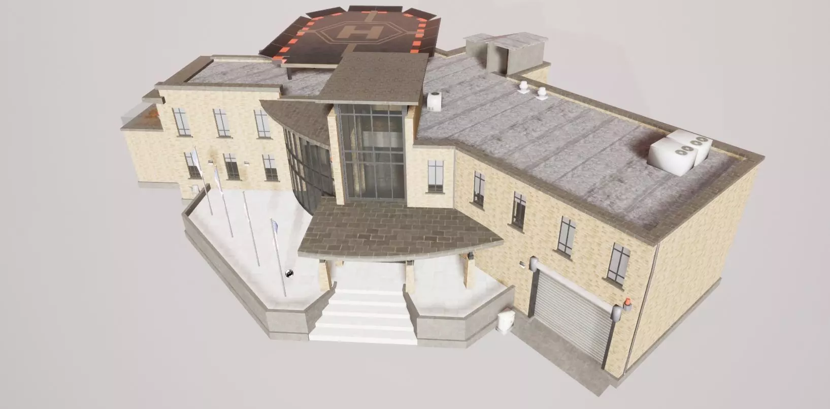 Police Station Building Cop HQ Low-poly 3D model