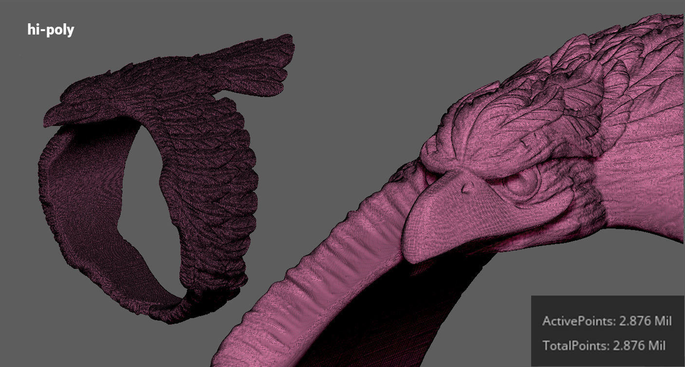 Stylized Bird Crow Ring 3D print model_11