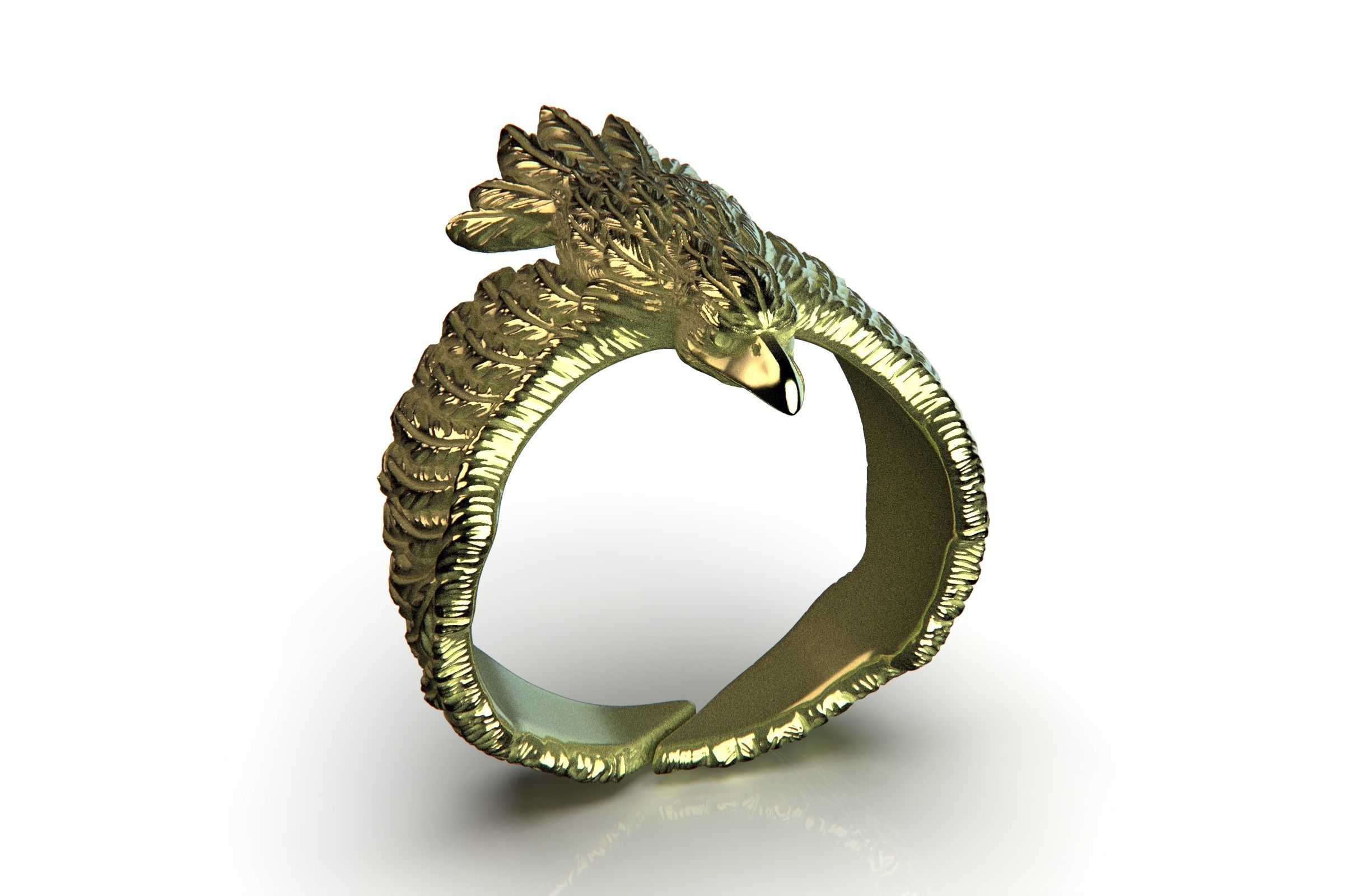 Stylized Bird Crow Ring 3D print model_5