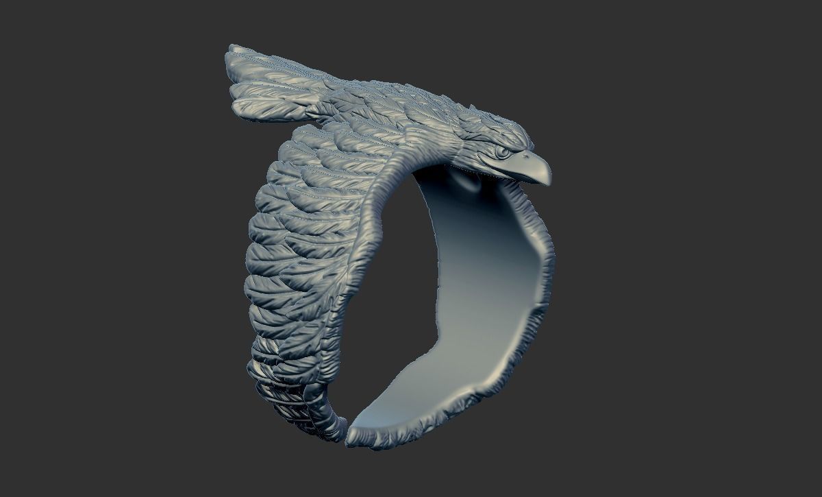 Stylized Bird Crow Ring 3D print model_6