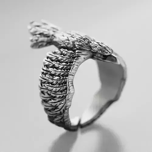 Stylized Bird Crow Ring 3D print model