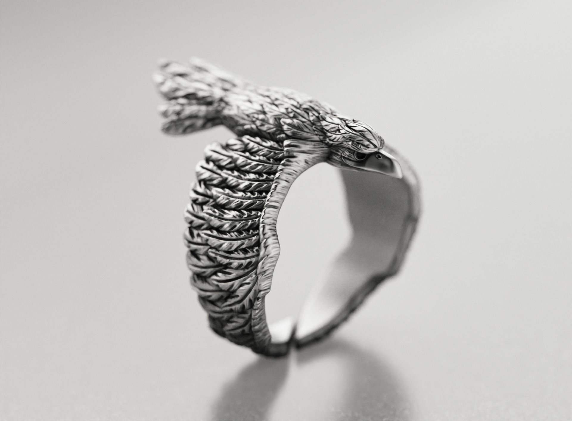 Stylized Bird Crow Ring 3D print model_1