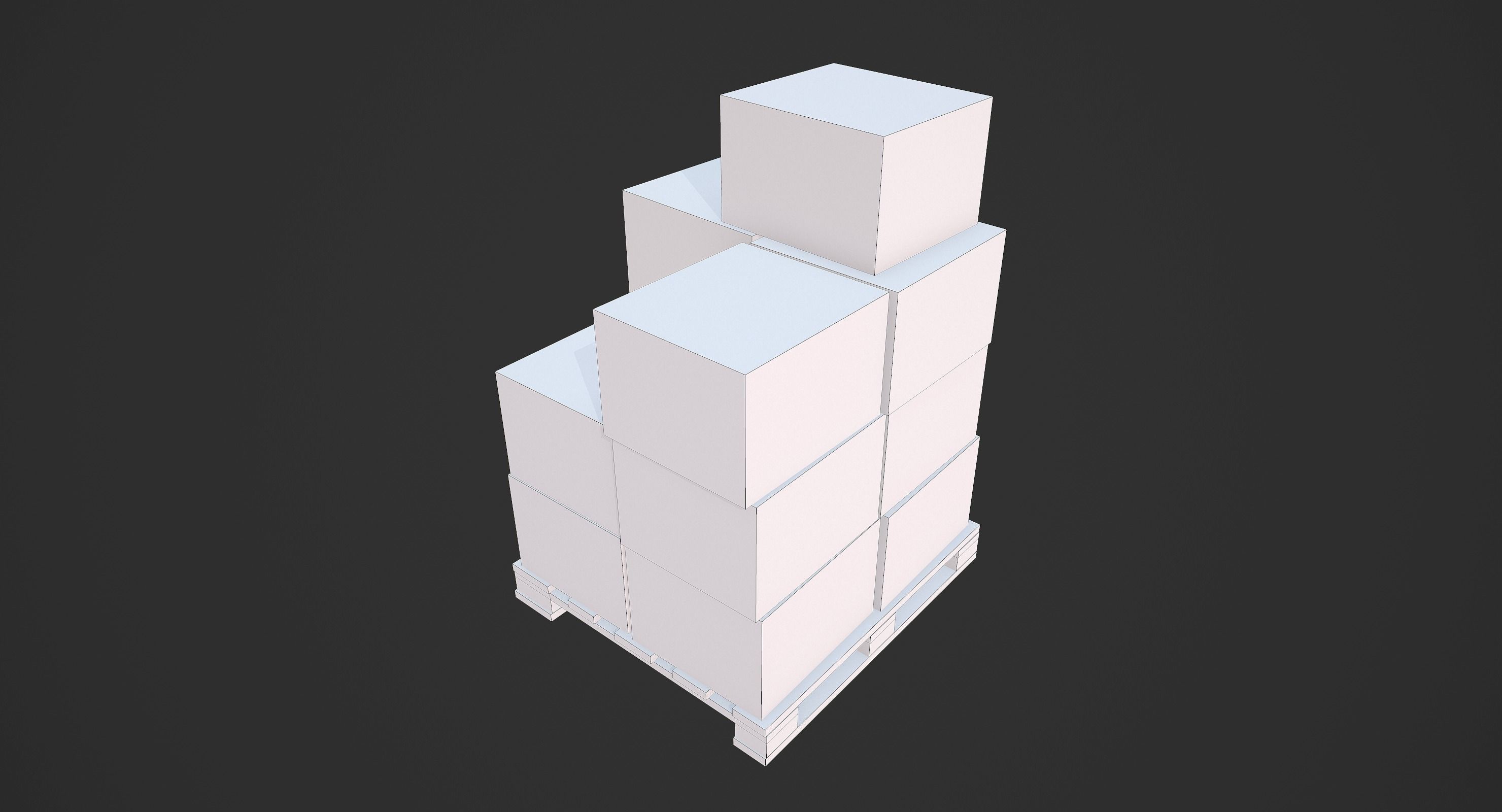 Pallet with Boxes Low-poly 3D model_11