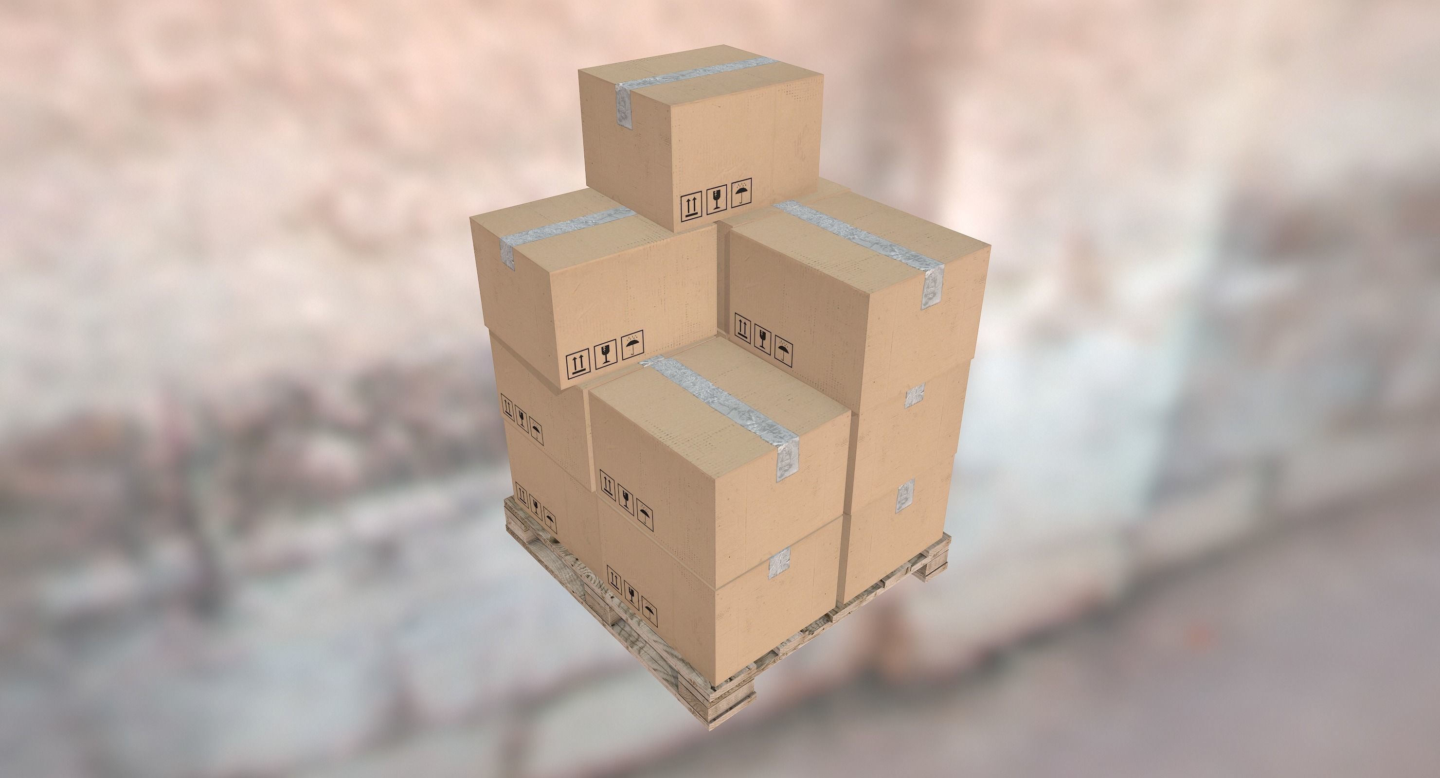 Pallet with Boxes Low-poly 3D model_7