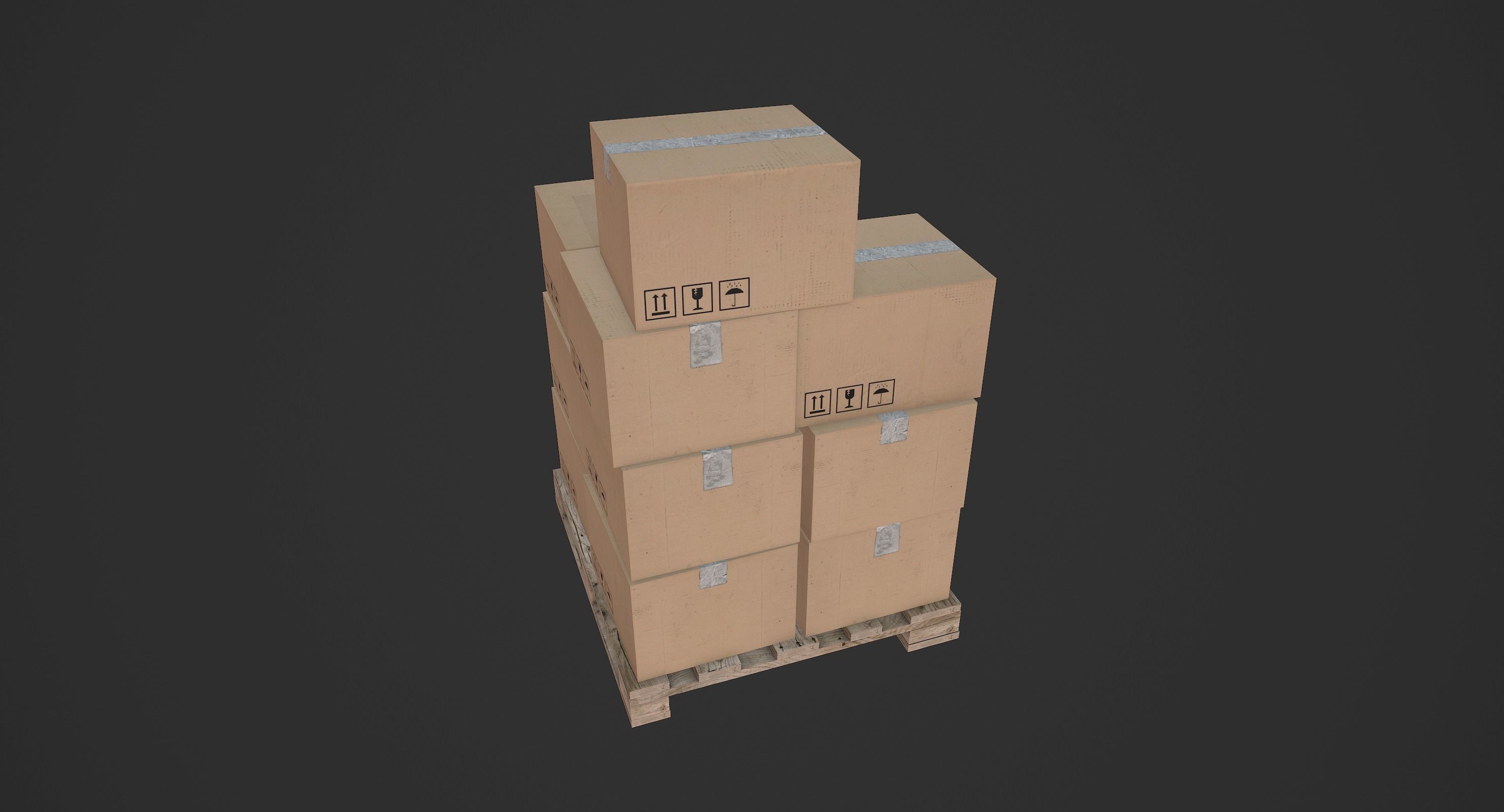 Pallet with Boxes Low-poly 3D model_6