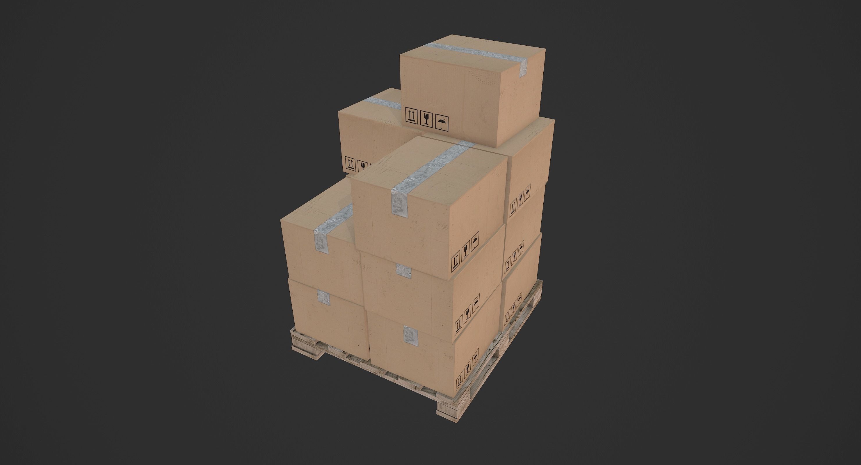 Pallet with Boxes Low-poly 3D model_1
