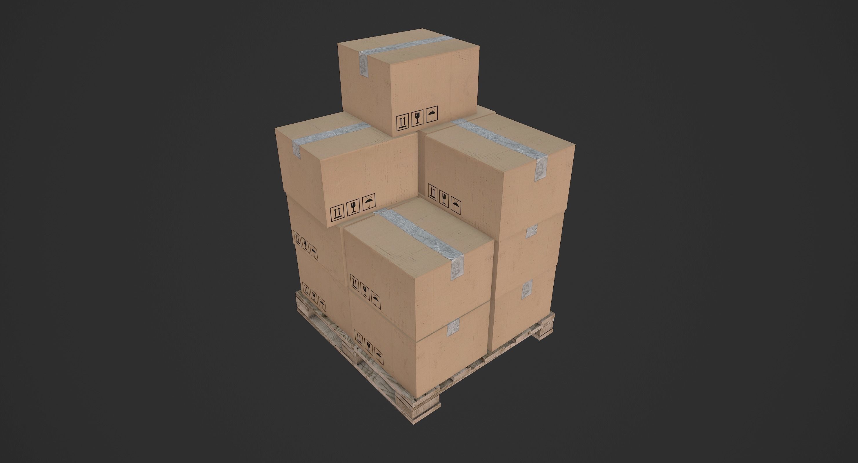 Pallet with Boxes Low-poly 3D model_2
