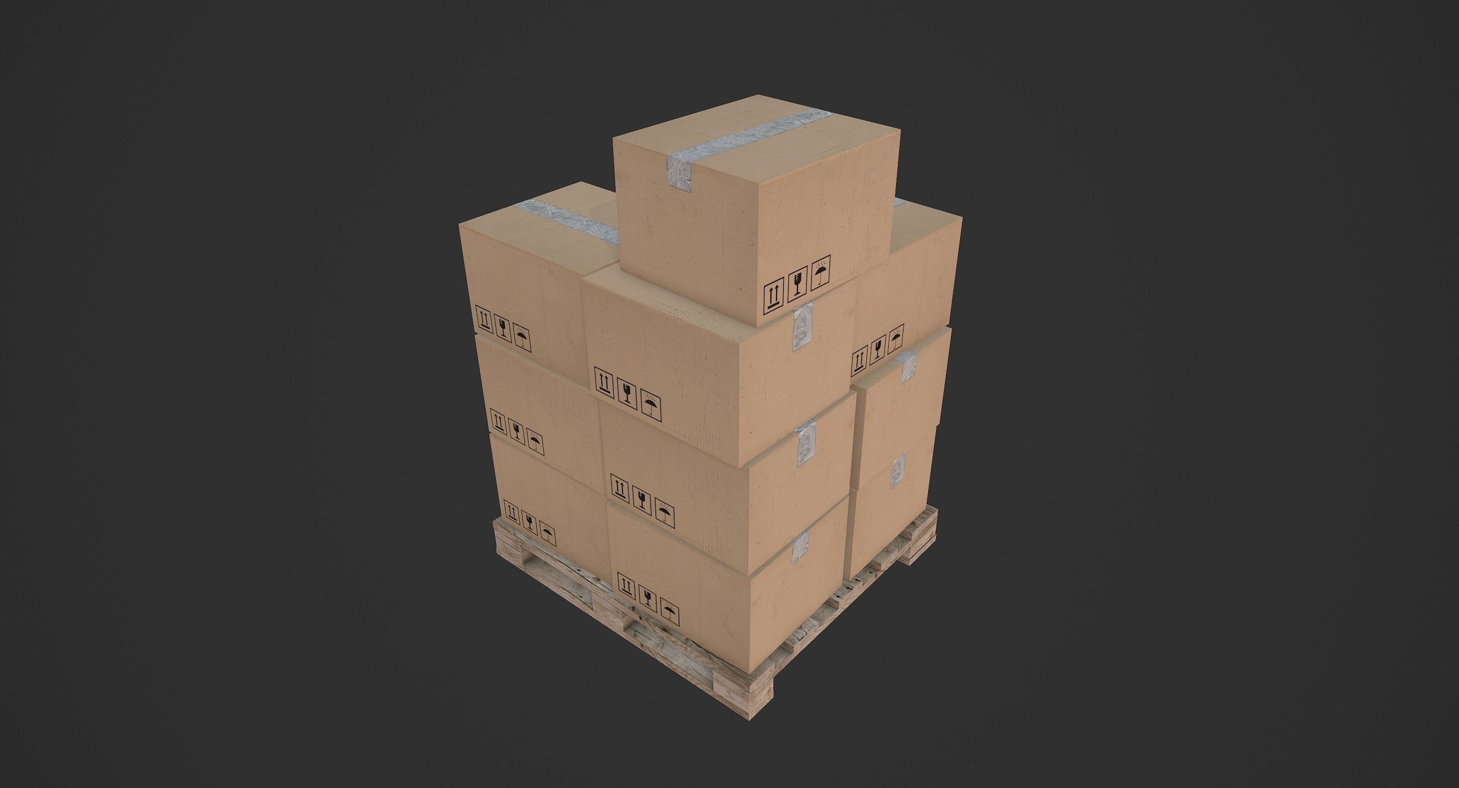 Pallet with Boxes Low-poly 3D model_3
