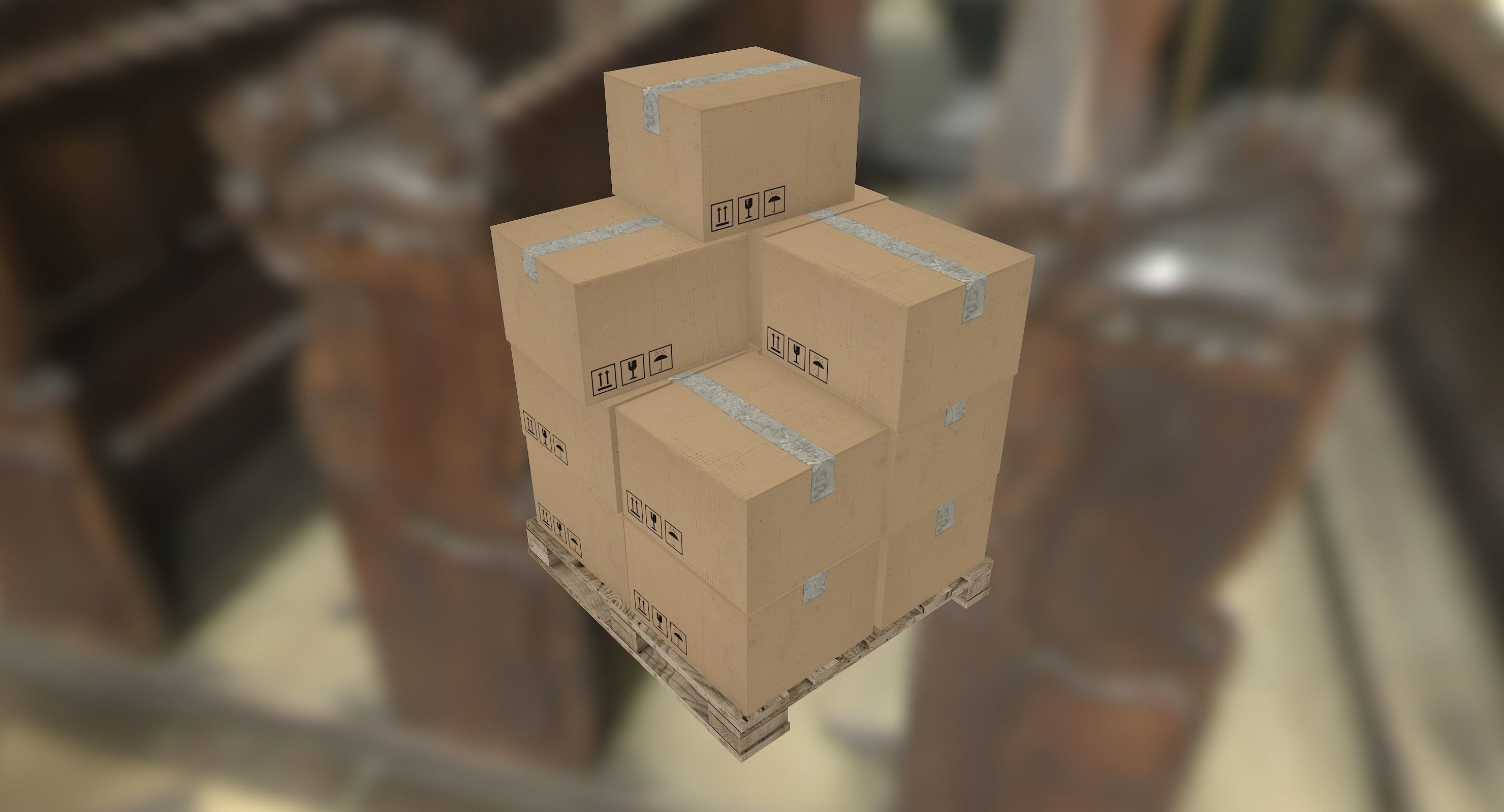 Pallet with Boxes Low-poly 3D model_4