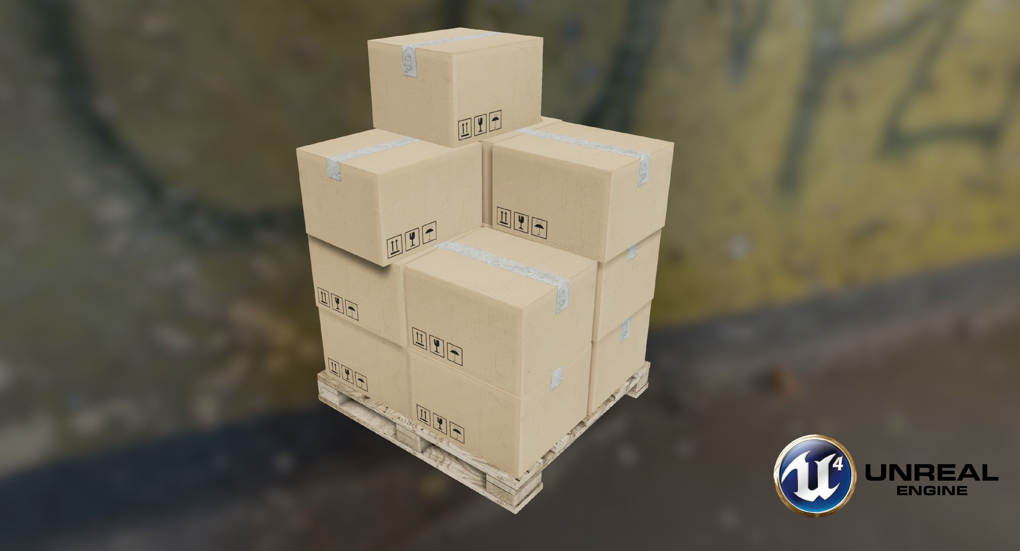Pallet with Boxes Low-poly 3D model_9