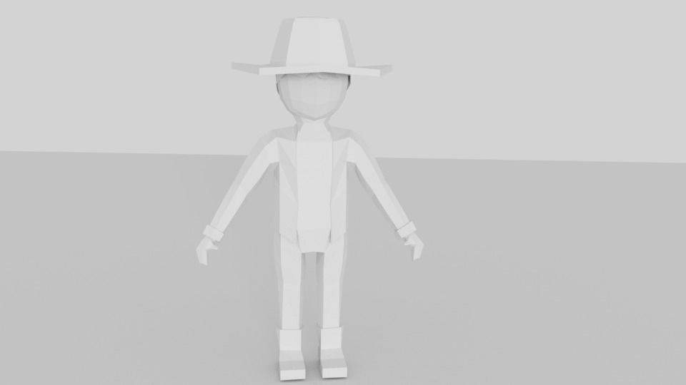 Low Poly Human cartoon character wearing hat Low-poly 3D model_3