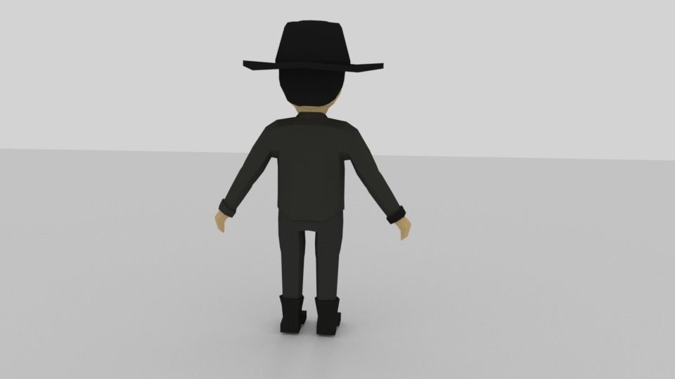 Low Poly Human cartoon character wearing hat Low-poly 3D model_2