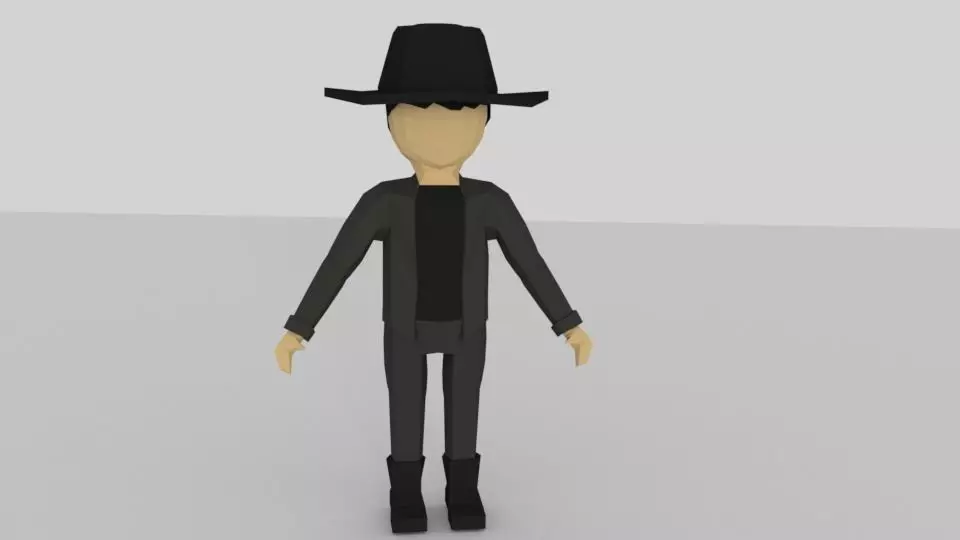 Low Poly Human cartoon character wearing hat Low-poly 3D model_0