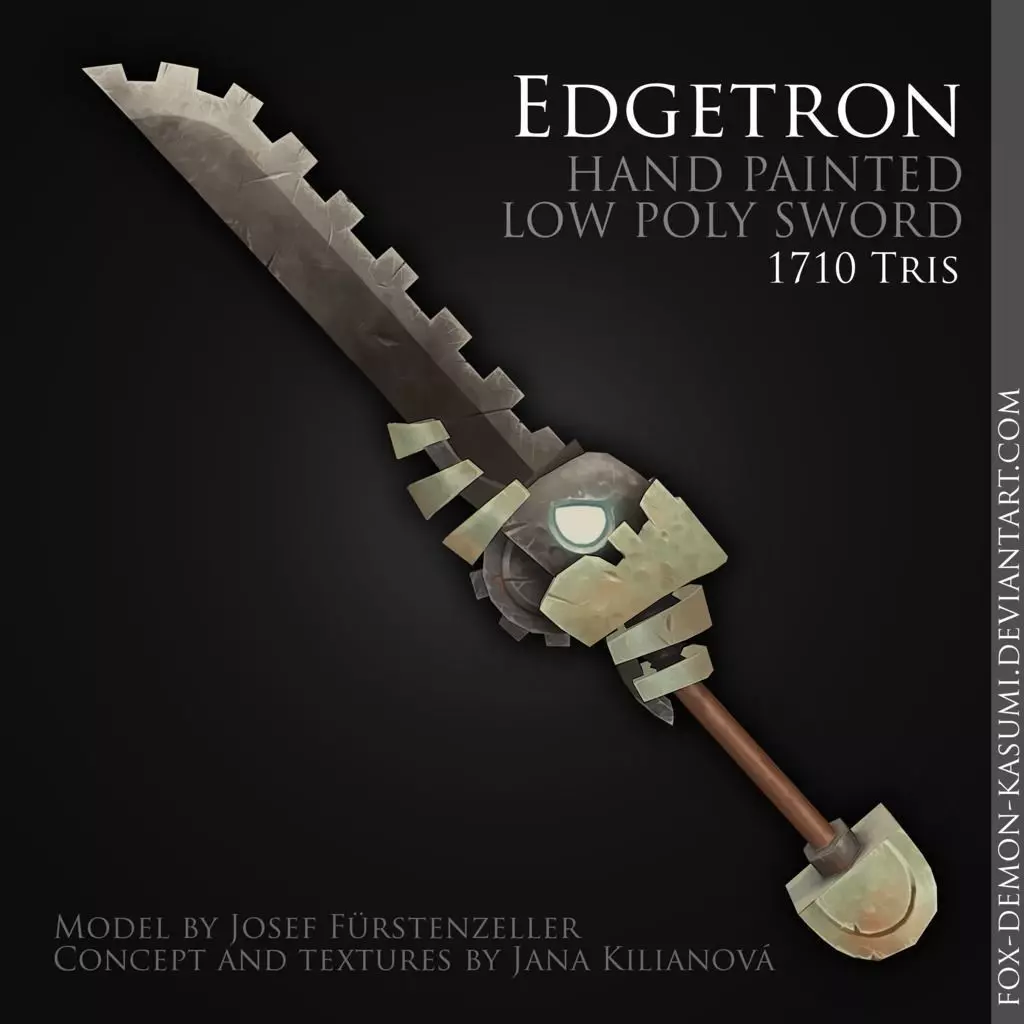Edgetron - 3D low poly fantasy hand painted sword Low-poly 3D model_0