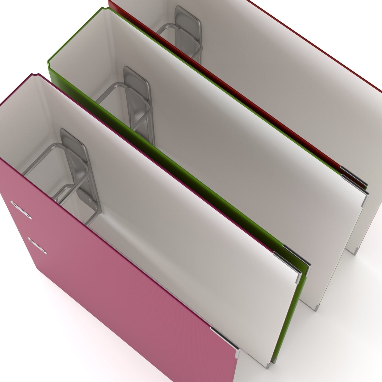 Binder three colorful binders 3D model_6