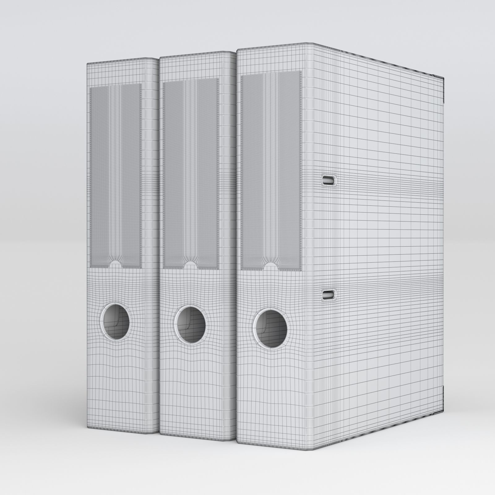 Binder three colorful binders 3D model_1